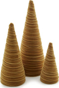 Velvet Trees Set of 3 Gold - Handcrafted Minimalist Mantel Decor