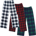 Boys Plaid Lounge Pants 3 Pack - Soft, Adjustable Waist