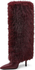 Kalstage Women Fur Knee High Boots for Fashionable Evenings