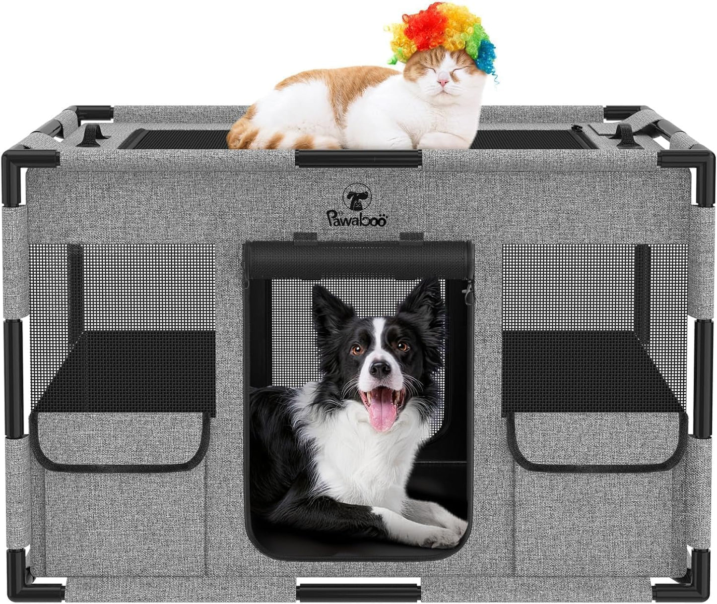 Large Soft Dog Cat Playpen with Breathable Mesh Design