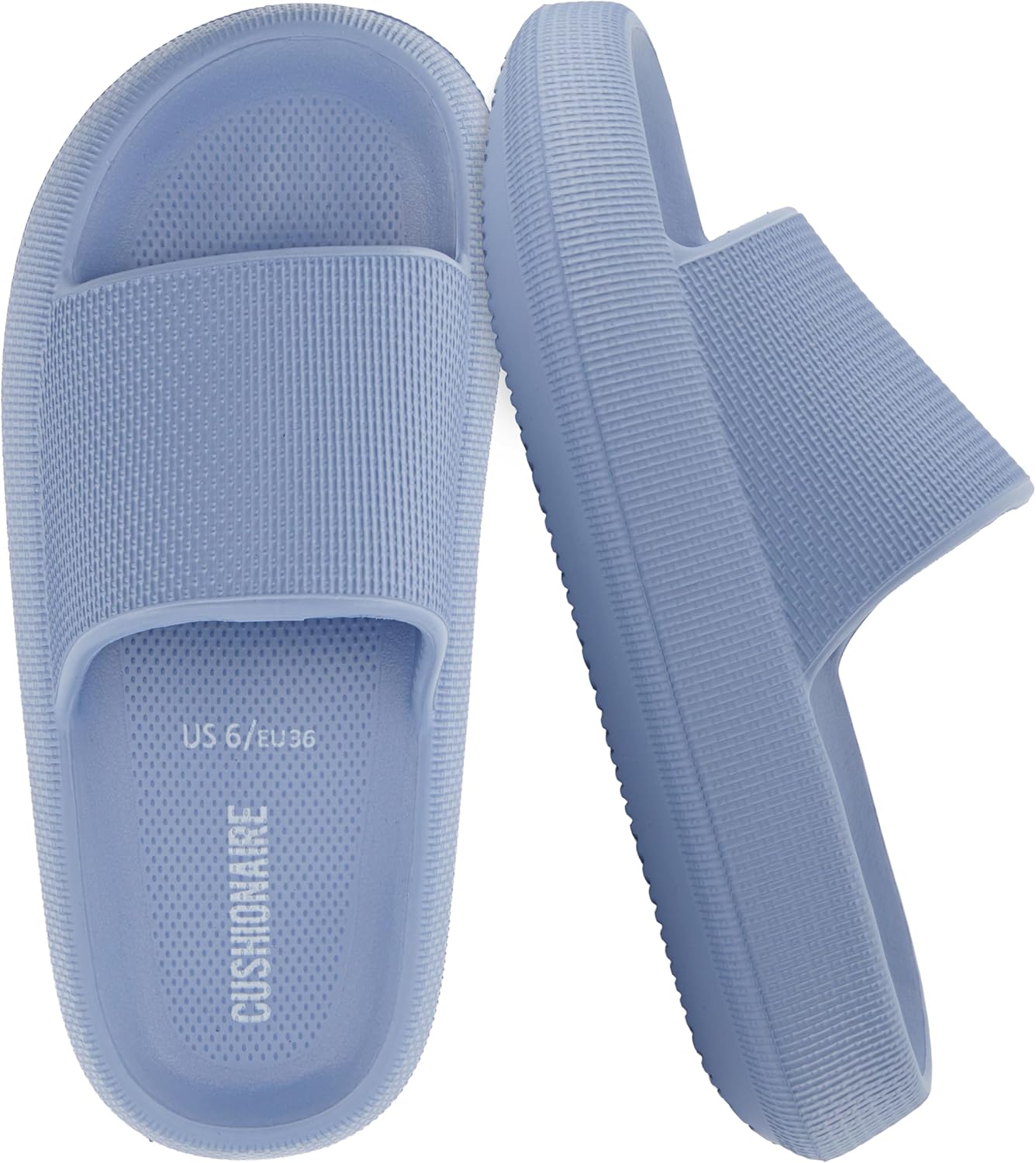 CUSHIONAIRE Feather EVA Slides for Women - Comfortable Slip On