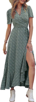 PRETTYGARDEN Women's Summer Maxi Dress Casual Wrap Floral (Style 9RTC)