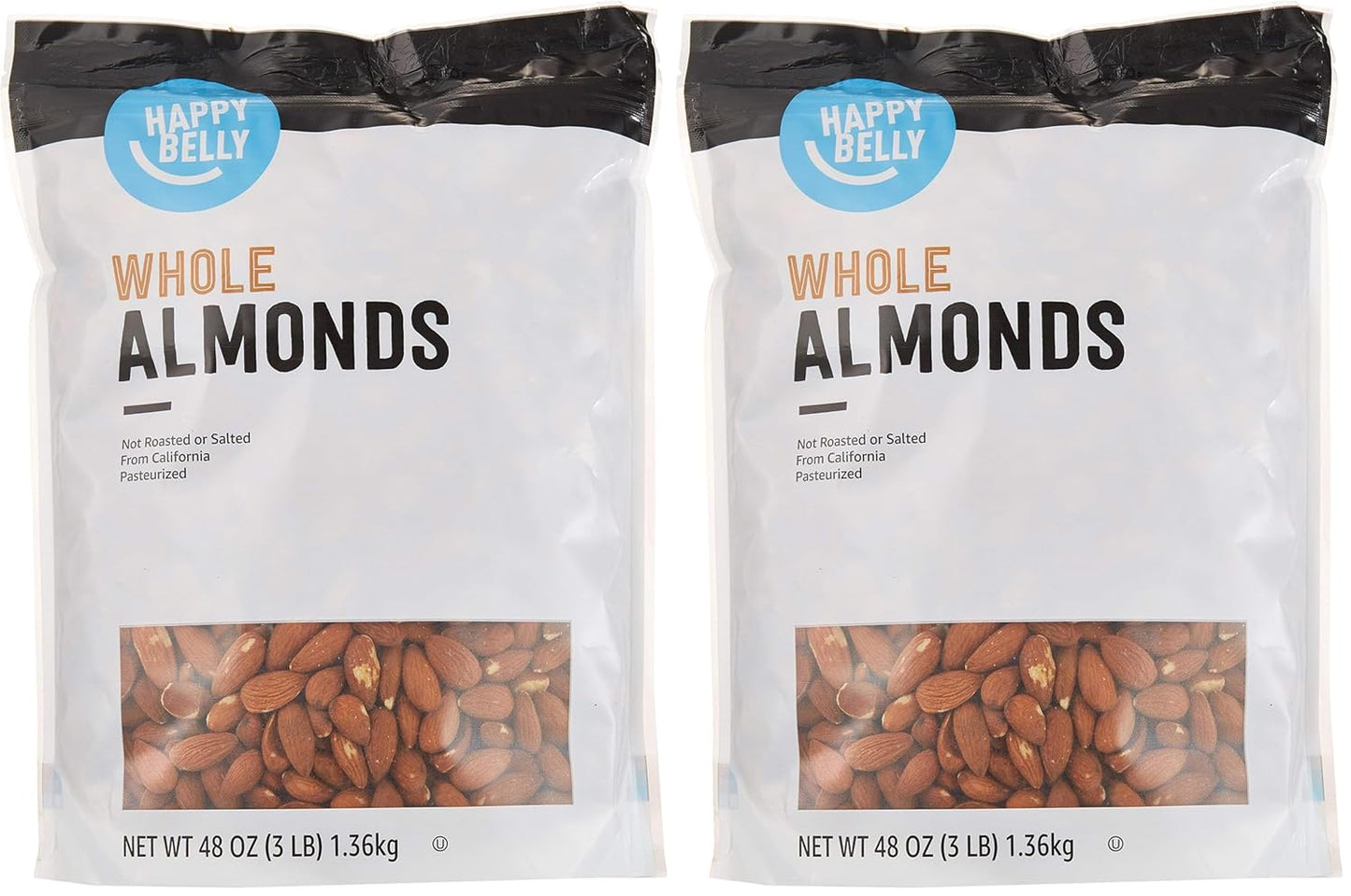 Happy Belly Whole Raw Almonds - Buttery Flavor and Crunchy Texture