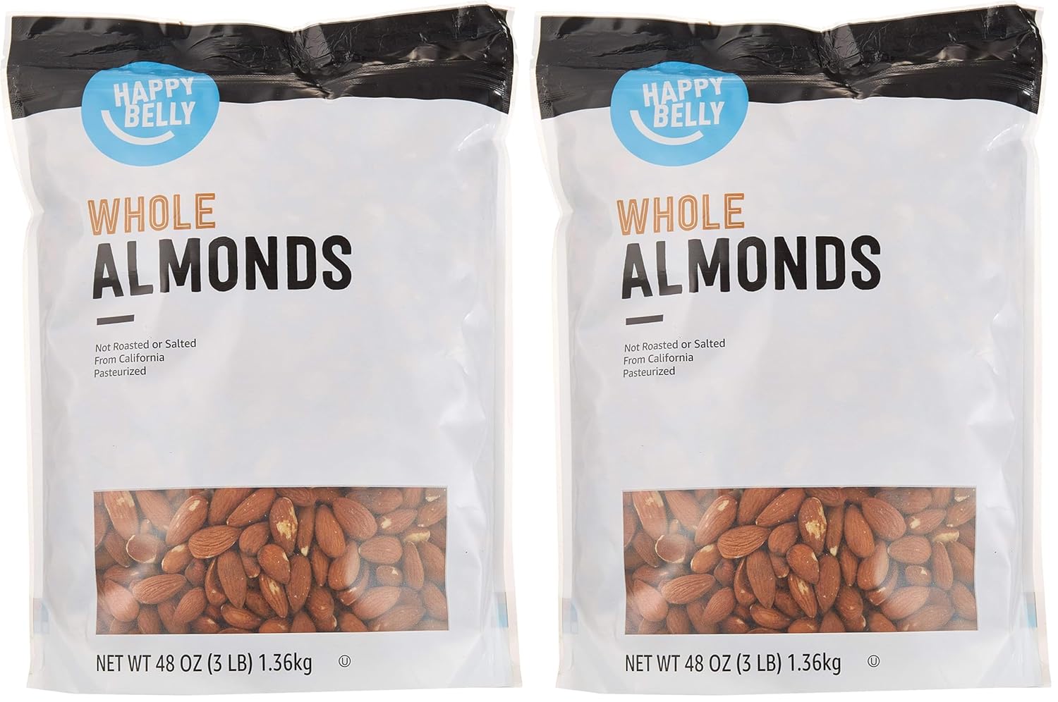 Happy Belly Whole Raw Almonds - Buttery Flavor and Crunchy Texture