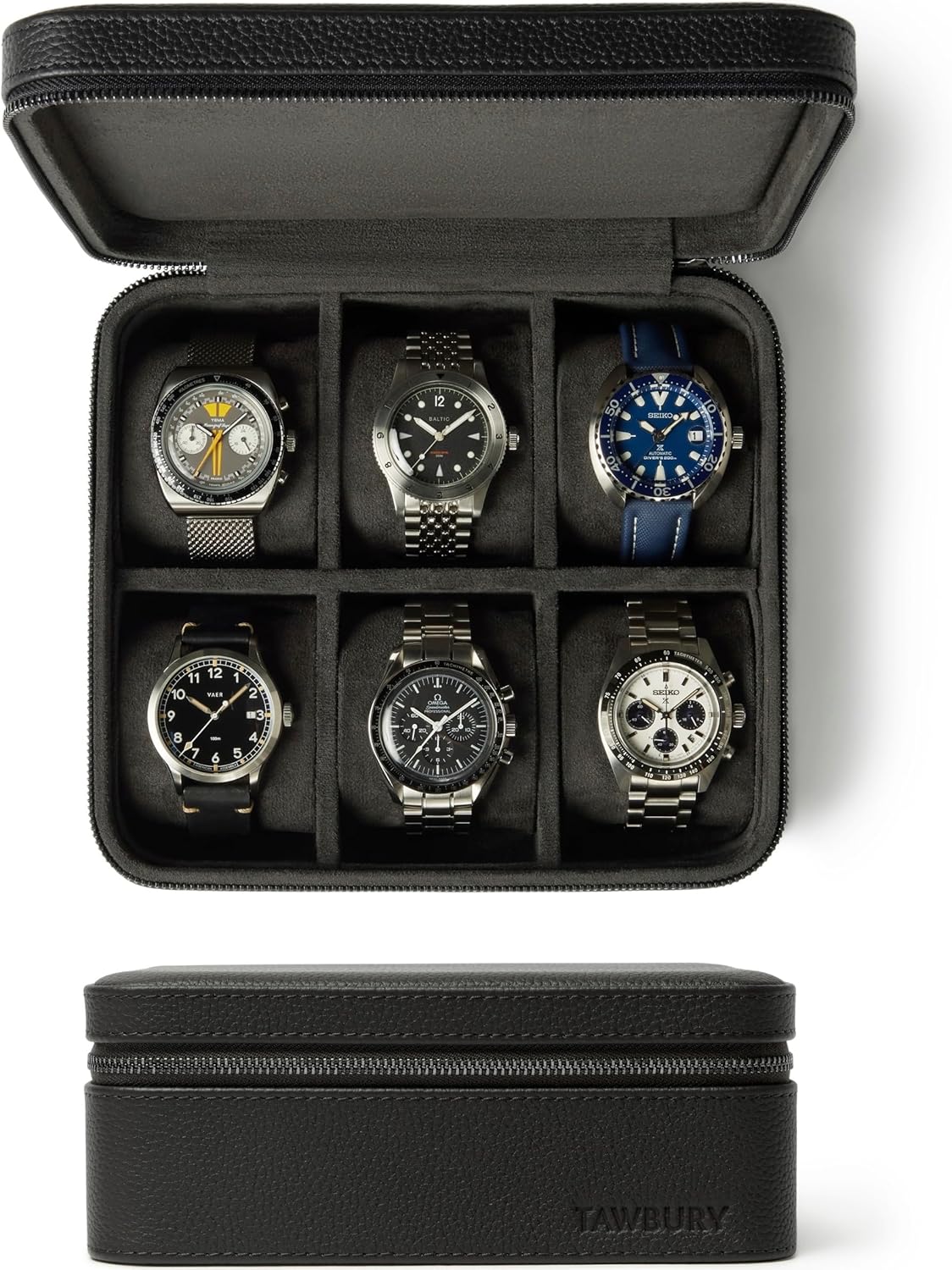 TAWBURY 6 Slot Leather Watch Case - Stylish Portable Storage