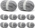 Light Gray Fuzzy Chunky Yarn 10 Pack - Jumbo Chenille for Blankets
