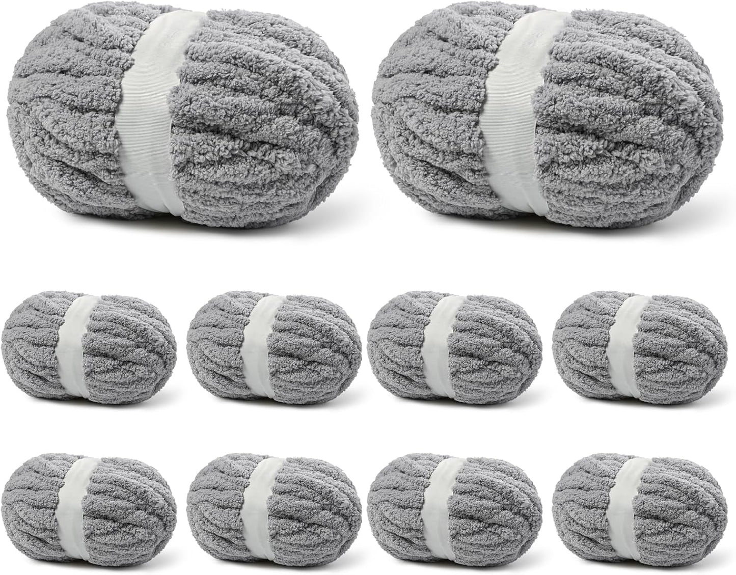 10 Pack Light Gray Fuzzy Chunky Yarn for Cozy Knitting Projects