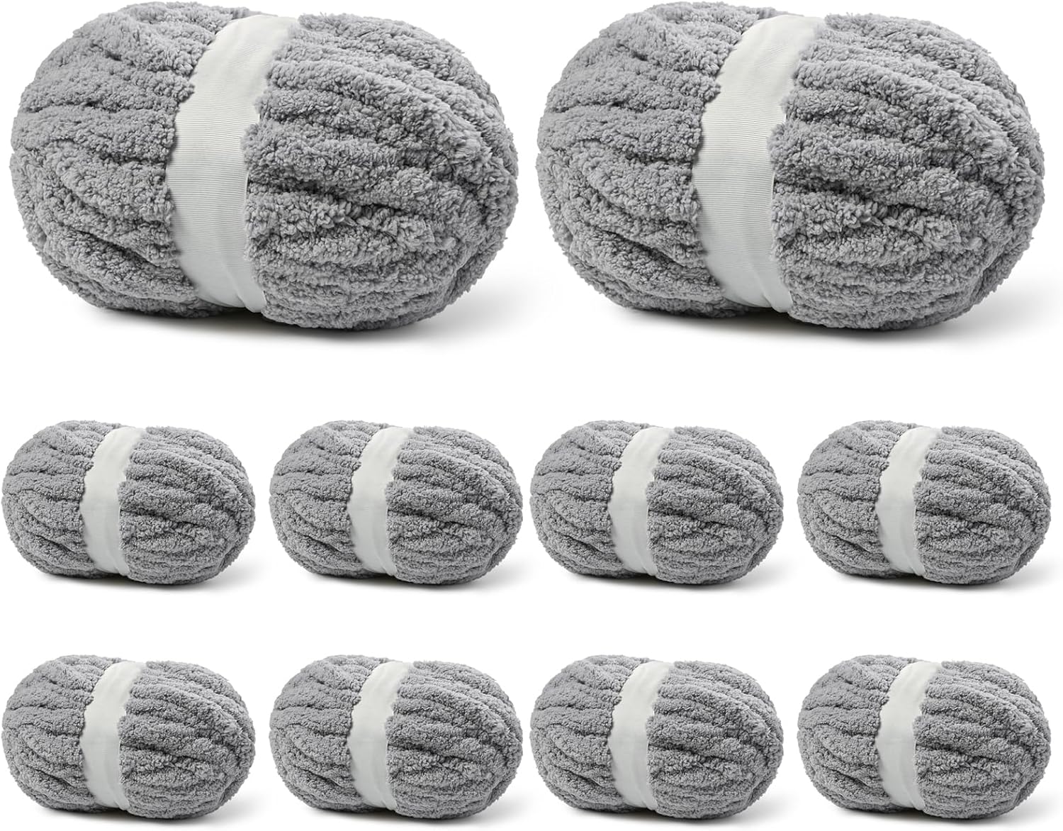 10 Pack Light Gray Fuzzy Chunky Yarn for Cozy Knitting Projects