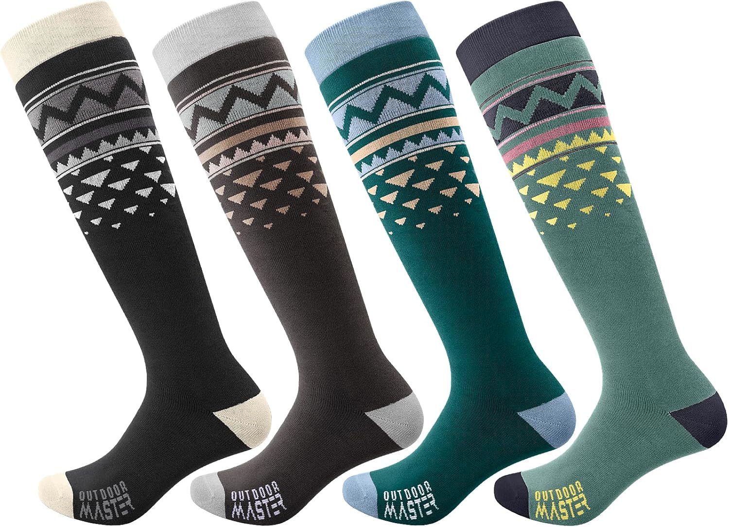 OutdoorMaster Unisex Ski Socks - Non-Slip Over the Calf Design