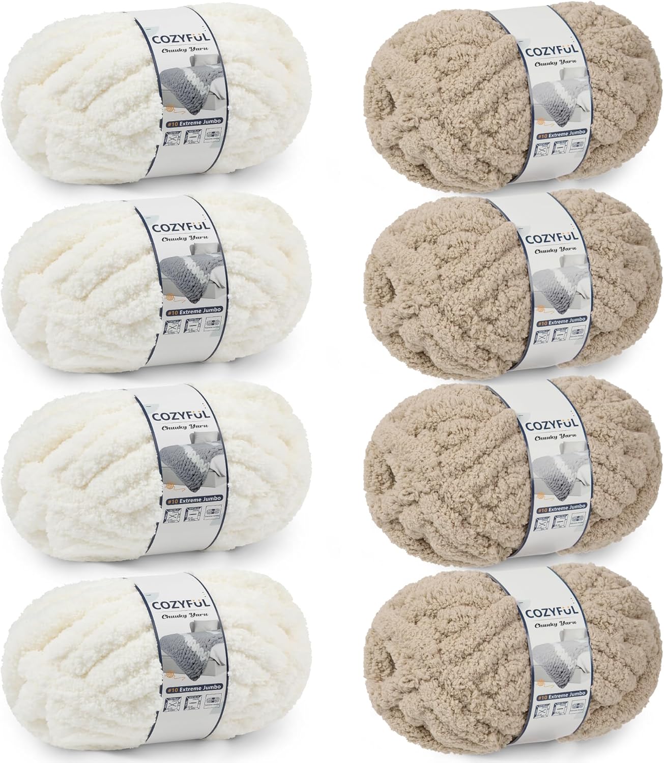 Chunky Yarn for Hand Knitting - Jumbo Thick Chenille Yarn