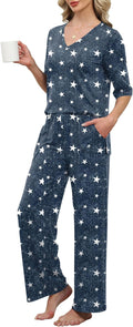 LOMON Womens 2 Piece Lounge Pajama Set - Soft 3/4 Sleeve Comfort