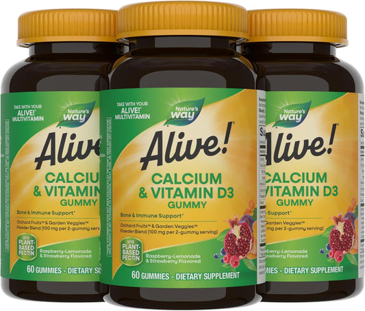 Nature's Way Alive! Daily Calcium & Vitamin D3 Gummies for Bone Health