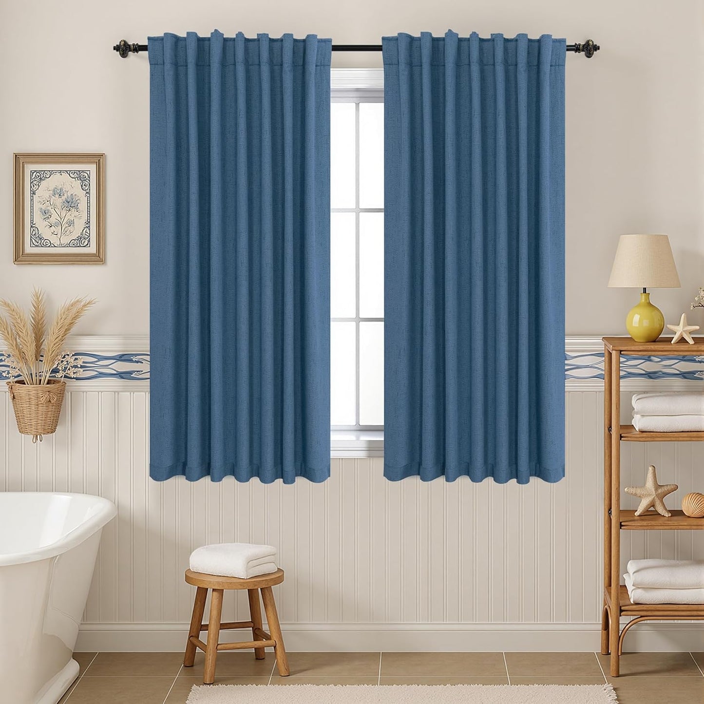 KOUFALL Kids Curtains for Boys Bedroom - Short Blackout Linen