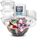 Fit Meal Prep 150 Pack 32 oz Disposable Plastic Salad Bowls
