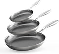 Non-toxic Frying Pans Set of 3 (8+10+12 in) - Even Heat, Oven Safe
