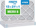 Aerostar 13x21 1/2x1 MERV 8 Pleated Air Filter - Box of 4