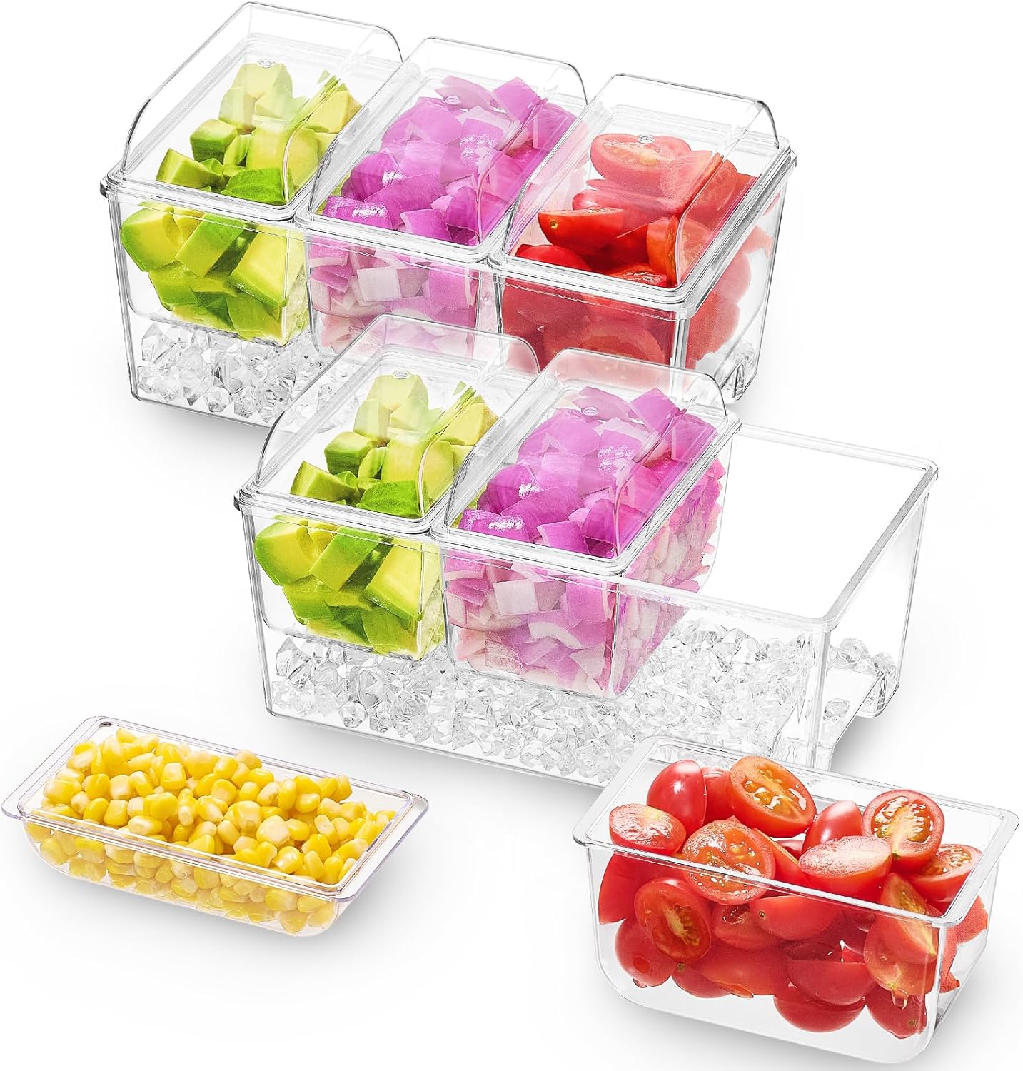 Lifewit 2 Pack Ice Chilled Condiment Caddy for Parties
