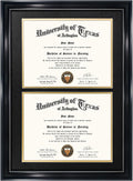Double Diploma Frame 14x20 with Black over Gold Mat - UV Protection