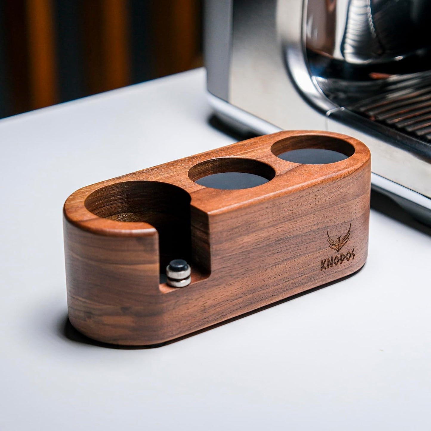KNODOS Walnut Espresso Tamping Station: Perfect Tamp Every Time