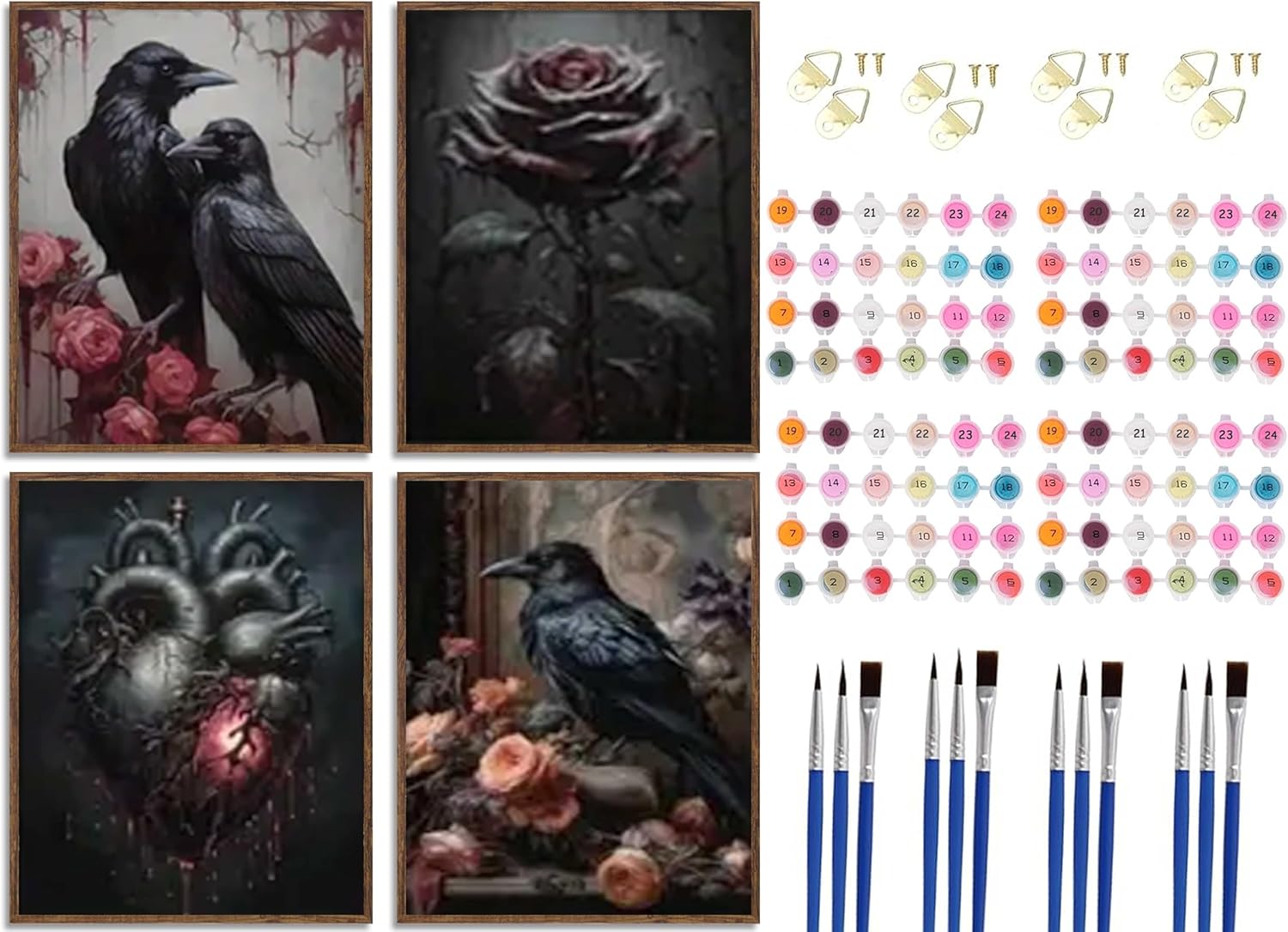 4Pcs Gothic Dark Art Paint by Number Kit for Creative Souls