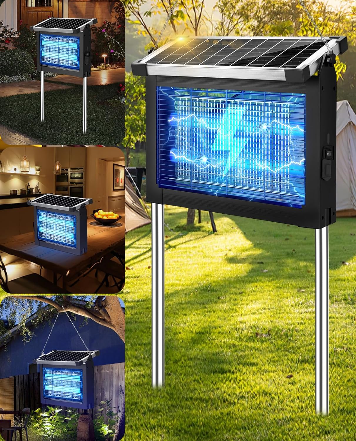 Solar Bug Zapper Outdoor - Powerful 4500V Mosquito Killer