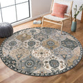 Moroccan Trellis Washable Round Rug 4ft - Ultra-Thin Vintage Style