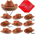 Funtery 20 Pack Kids Cowboy Hat with Red Bandanna - Party Set