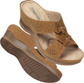Womens Low Wedge Leather Sandals Size 5-11 - Comfortable Walk