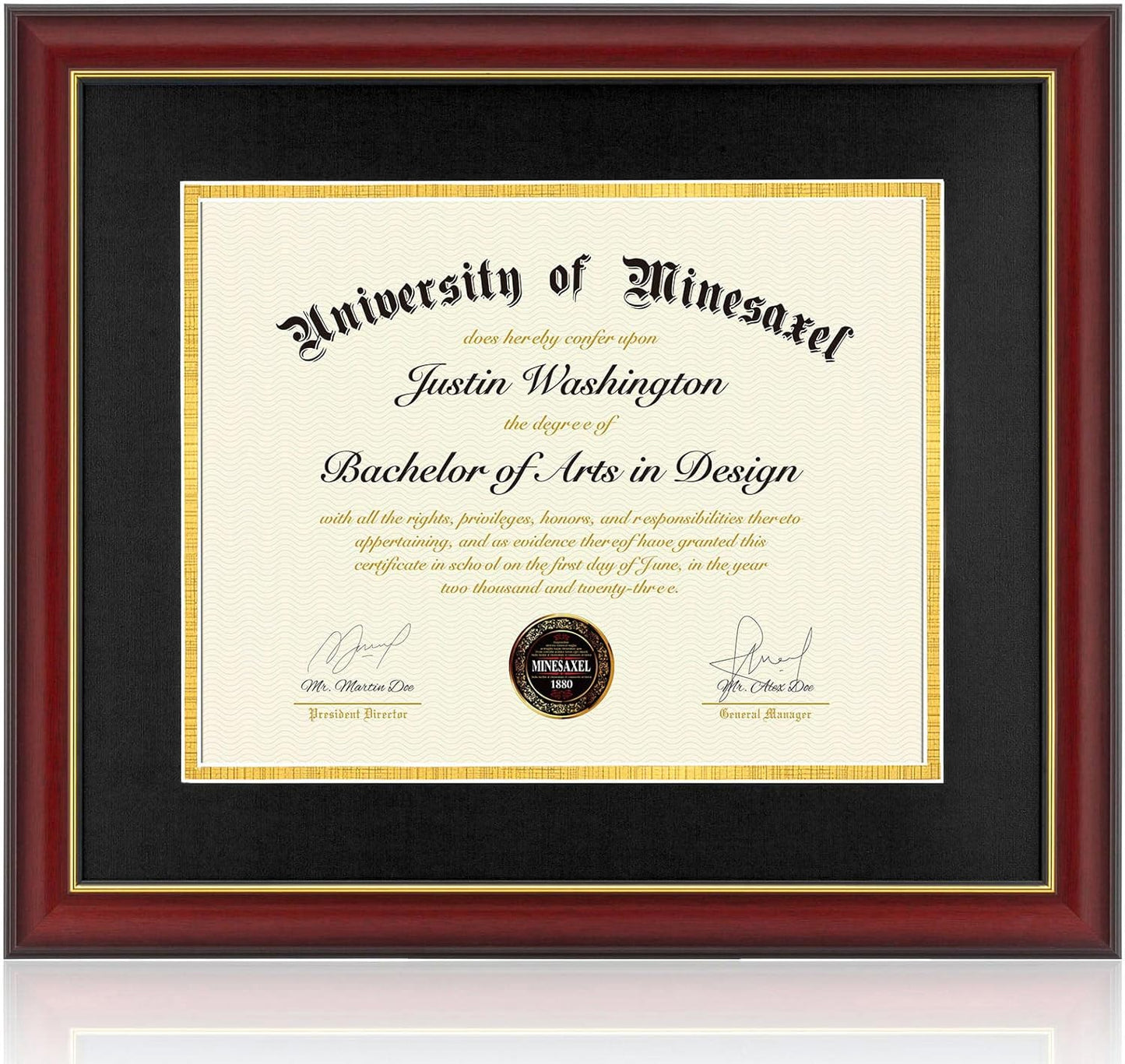 Diploma Frame 14x17 with Black Mat for Document or Picture