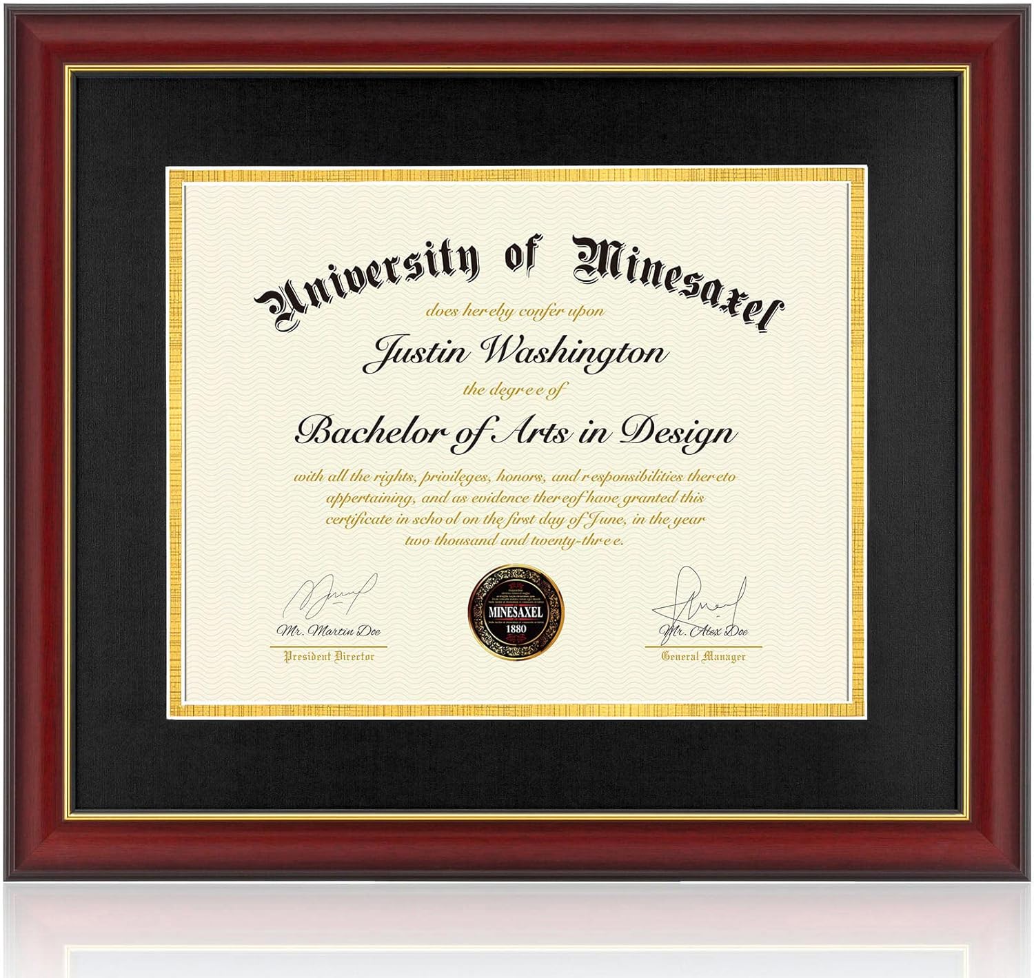 Diploma Frame 14x17 with Black Mat for Document or Picture
