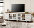 Large TV Stand for 100 in TV - Multipurpose Off White Console