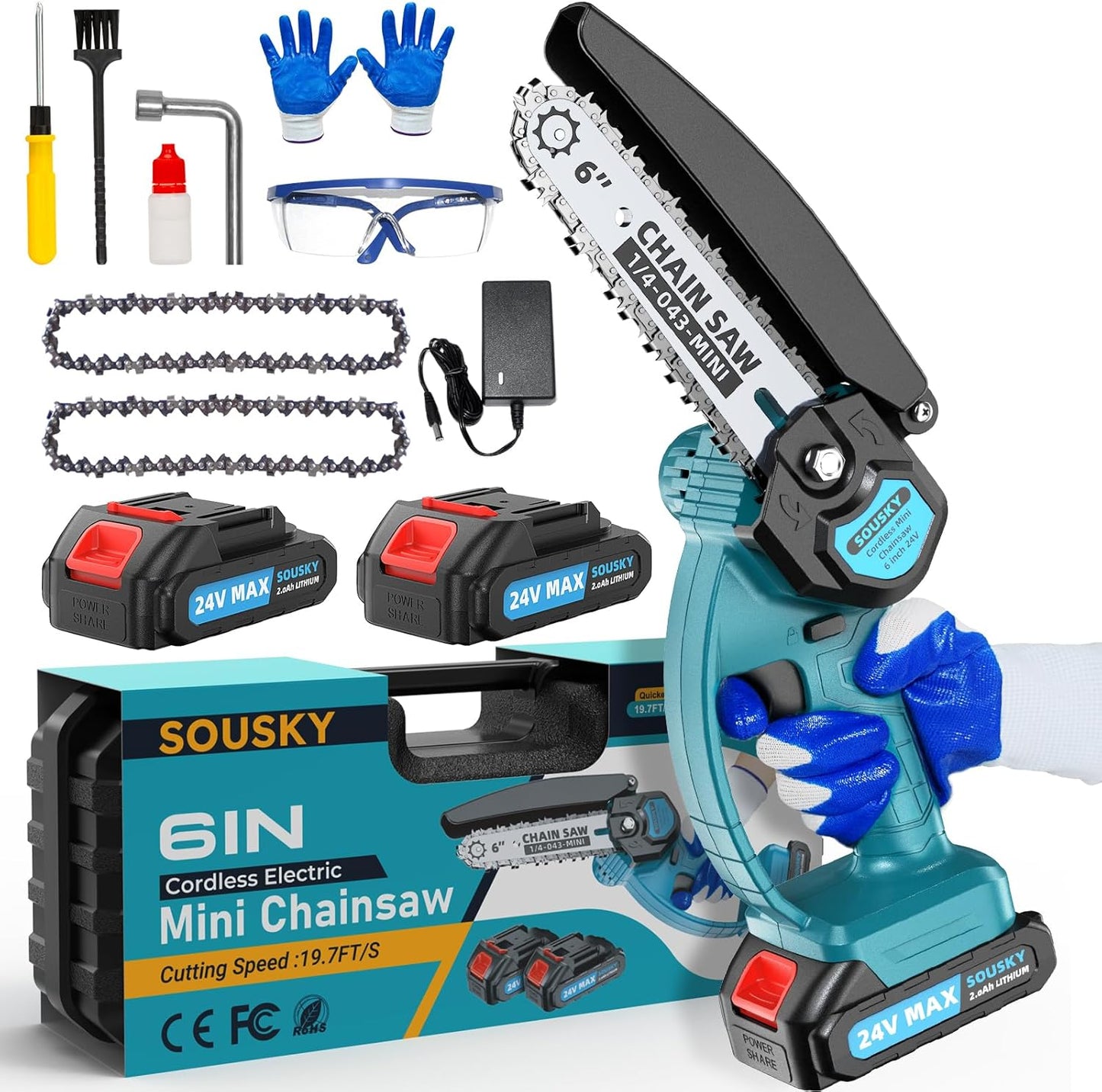 Mini Chainsaw Cordless 6Inch Powerful Battery Powered Tool