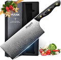 Huusk Damascus Cleaver Knife 7 in - Hand-Forged VG10 Precision