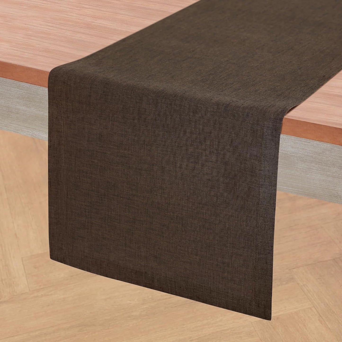 Linen Chambray Brown Table Runner for Elegant Dining Settings