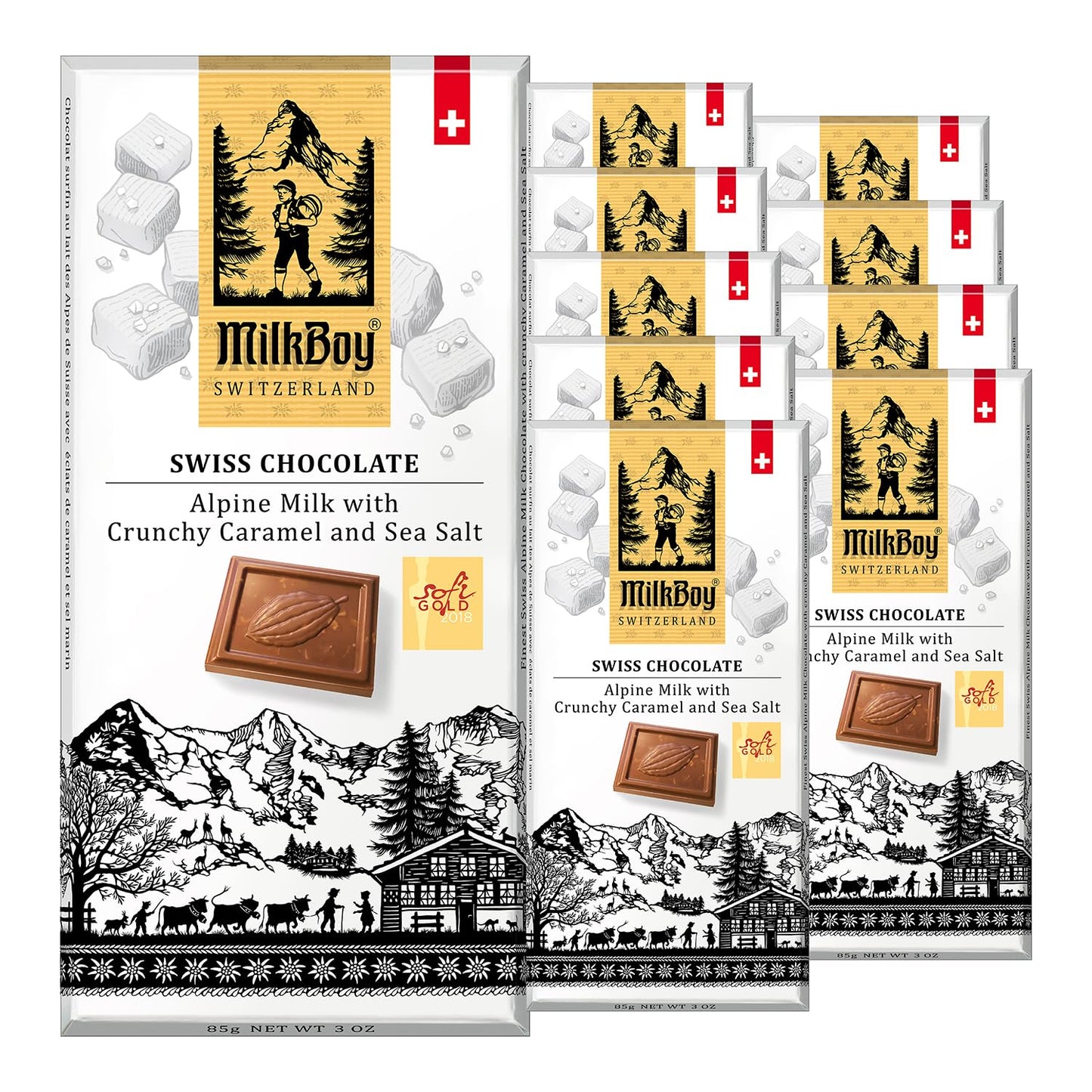 Milkboy Swiss Milk Chocolates - Crunchy Caramel Sea Salt Bars