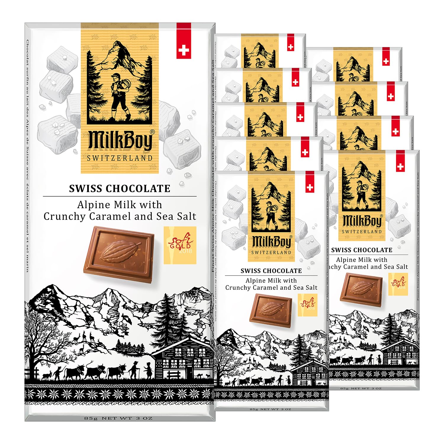 Milkboy Swiss Milk Chocolates - Crunchy Caramel Sea Salt Bars