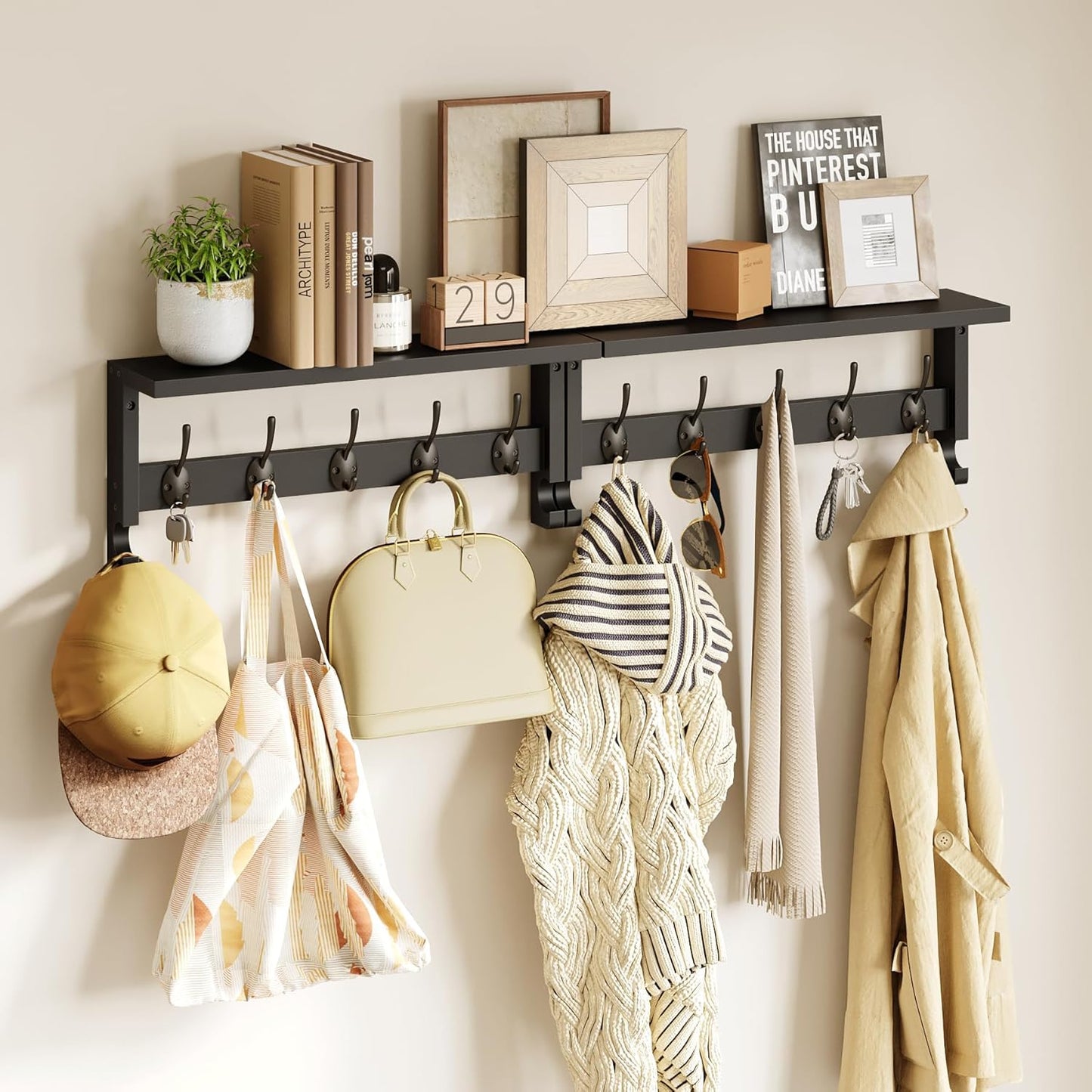 AMBIRD Coat Rack Wall Mount with Shelf for Entryway and More