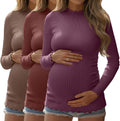 Huukeay 3 Pack Women's Maternity Ribbed Knit Long Sleeve Tops