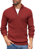 Men's Quarter Zip Mock Neck Sweater - Slim Fit Lightweight Pullover