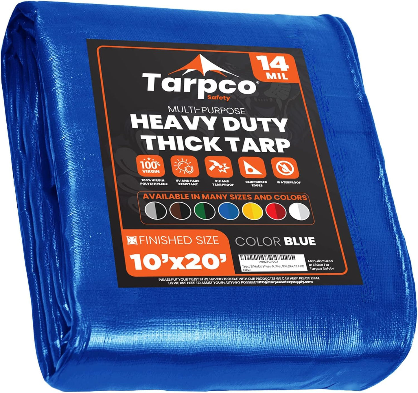 Tarpco Safety Extra Heavy Duty 14 Mil Tarp Cover for All Uses