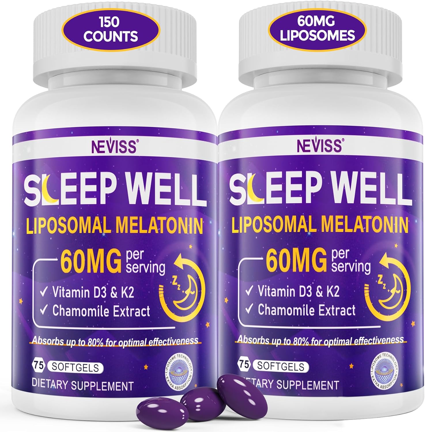 Melatonin 60mg for Adults - High Dose Deep Rest Support