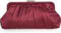 Satin Pleated Clutch Bag for Women - Diamante Evening Clutch