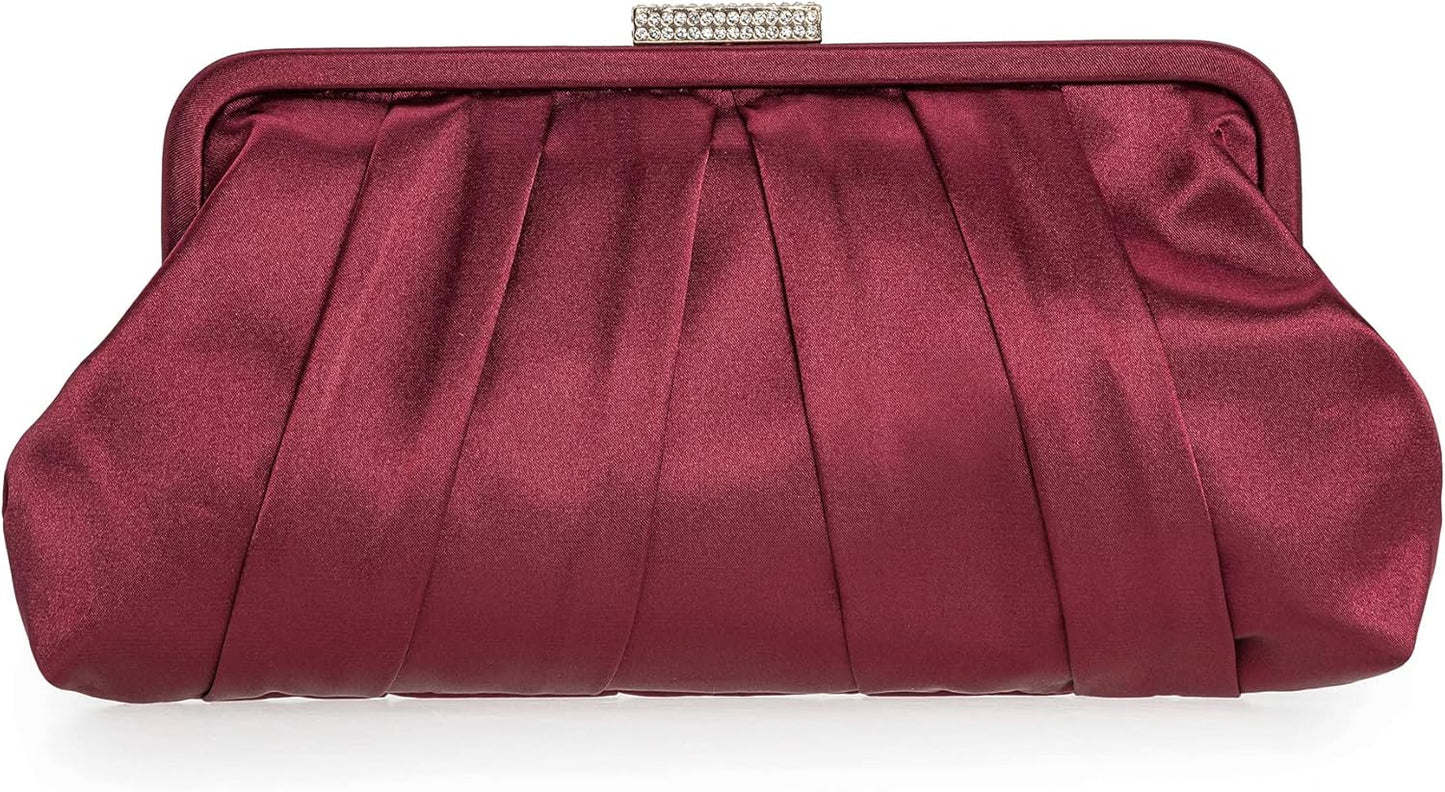 Classic Pleated Satin Clutch Bag for Weddings and Events