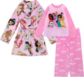Disney Girls 3-piece Bathrobe & Loose-fit Pajama Set - Soft and Cozy