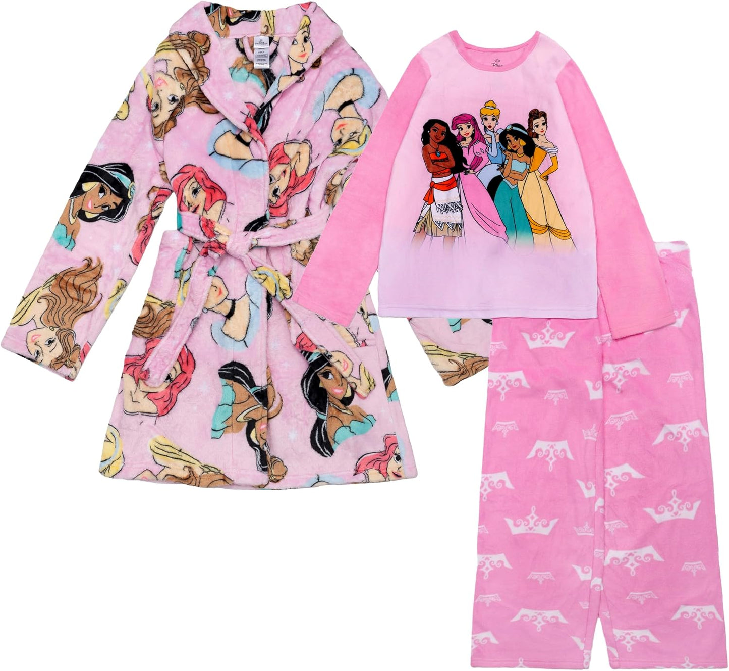 Disney Girls' 3-piece Bathrobe & Pajama Set for Cozy Nights