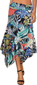 DJT Women's A Line Handkerchief Hem Midi Skirt - Flowy Comfort Weekend
