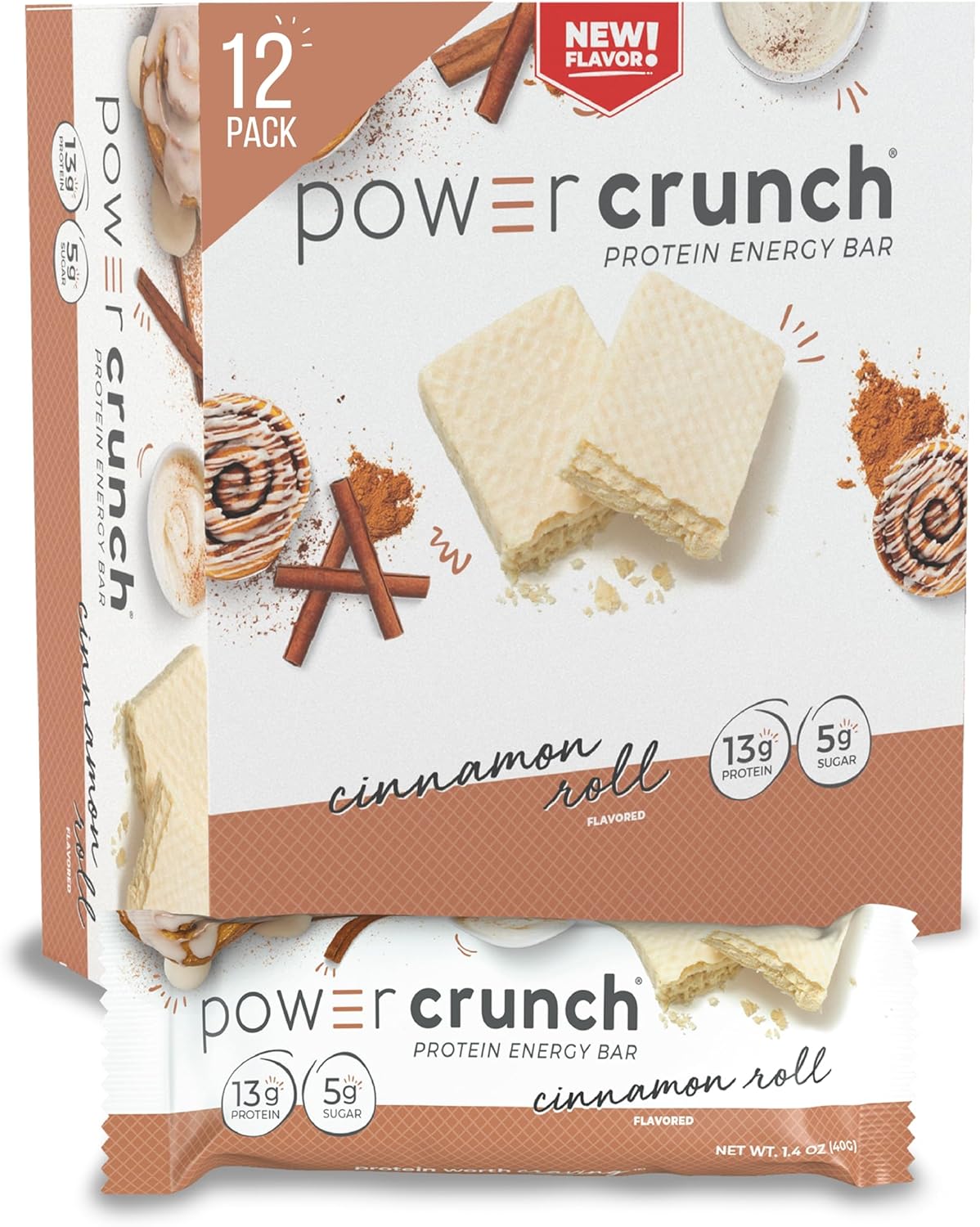 Power Crunch Cinnamon Roll Protein Bars - 12 Pack