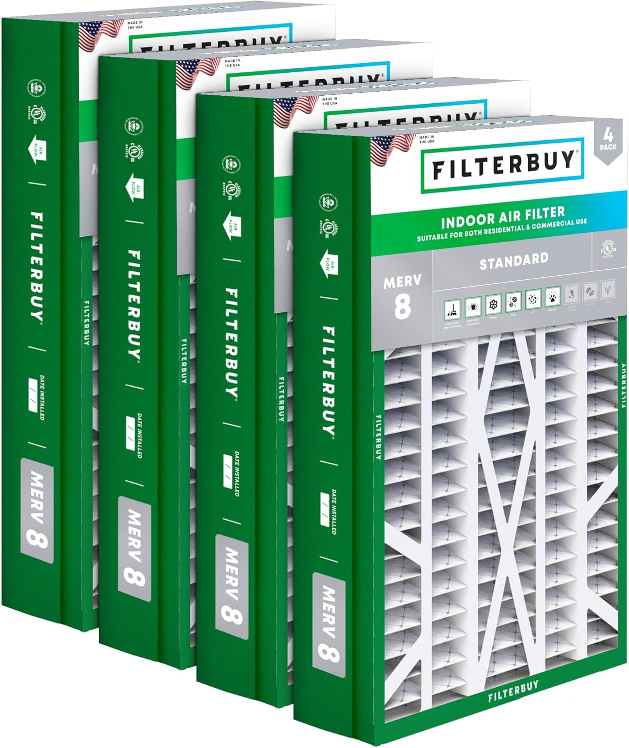 Filterbuy 14.5x27x5 Air Filter MERV 8 for HVAC Systems