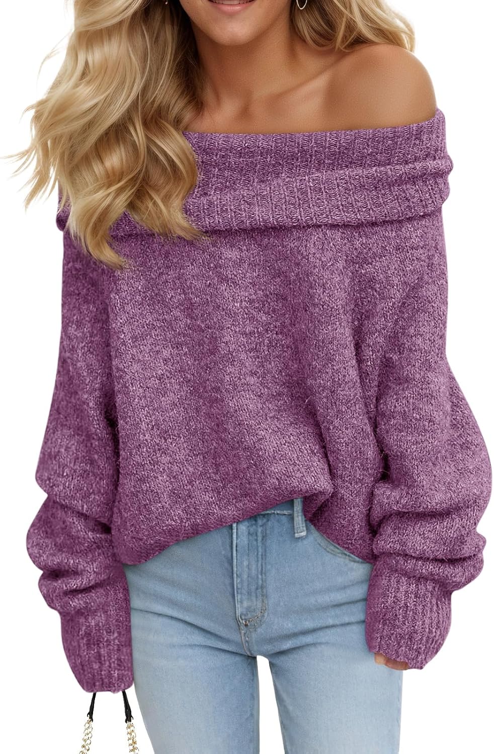 Saodimallsu Womens Off The Shoulder Sweater for Trendy Fall