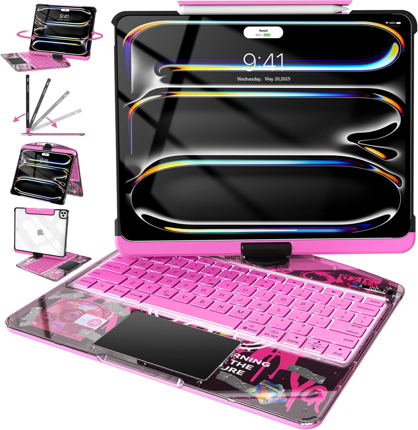 Intermerge iPad Pro 11-inch Transparent Keyboard Case with Trackpad